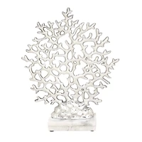 15" Silver Aluminum & Marble Coral Sculpture