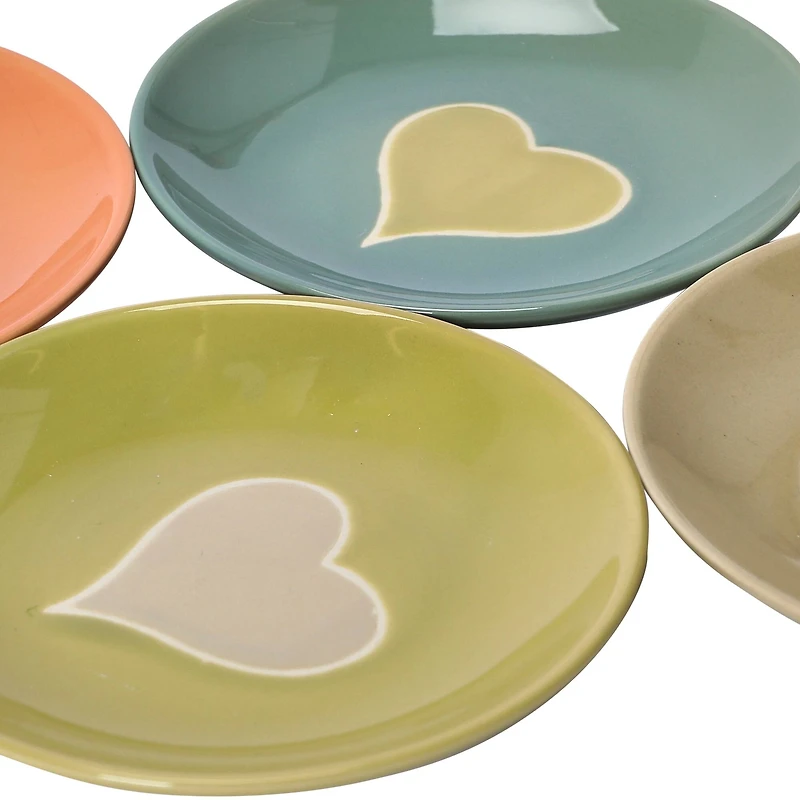 Hello Honey® Wax Relief Heart Handmade Stoneware Plate Set