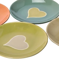 Hello Honey® Wax Relief Heart Handmade Stoneware Plate Set