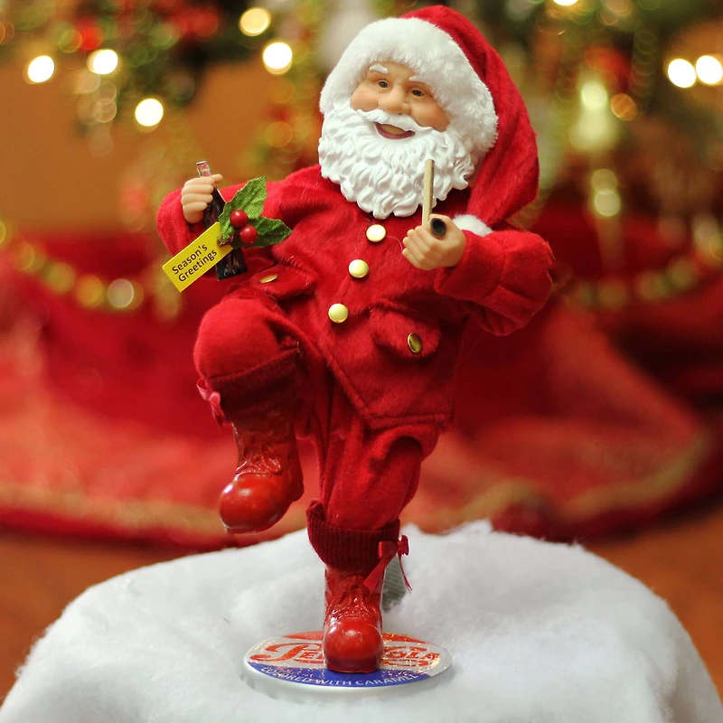12" Red & White Santa Claus Standing on Pepsi-Cola Bottle Cap Christmas Figurine
