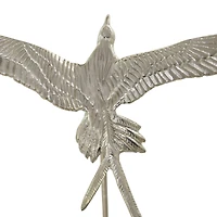 Silver Aluminum Eclectic Bird Sculpture, Set of 2 32", 25"