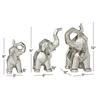 Silver Contemporary Elephant Sculpture Set
