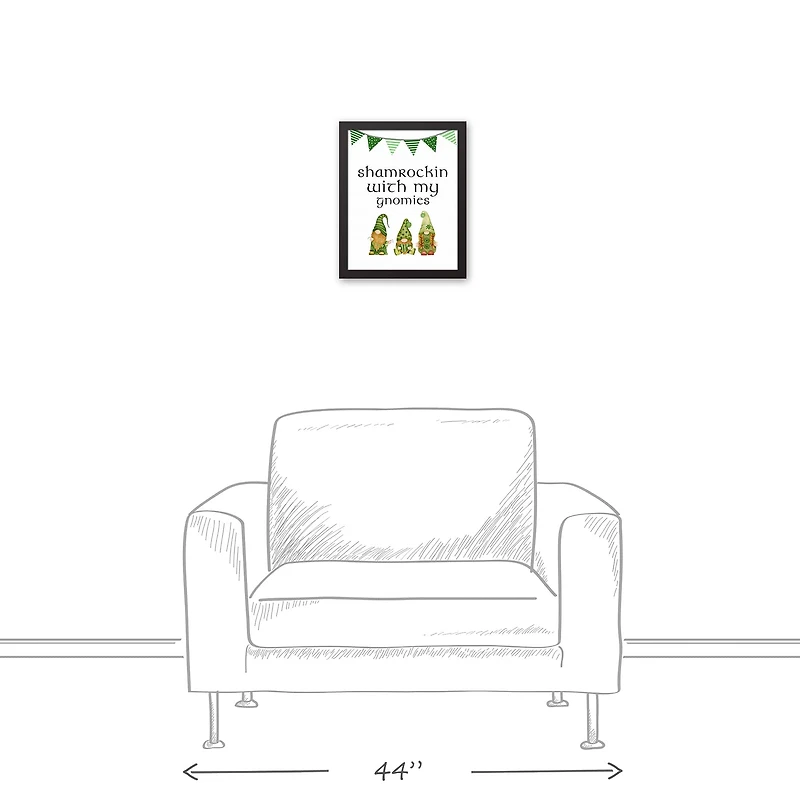 Shamrockin Gnomies 12.73" x 15.73" Black Framed Canvas