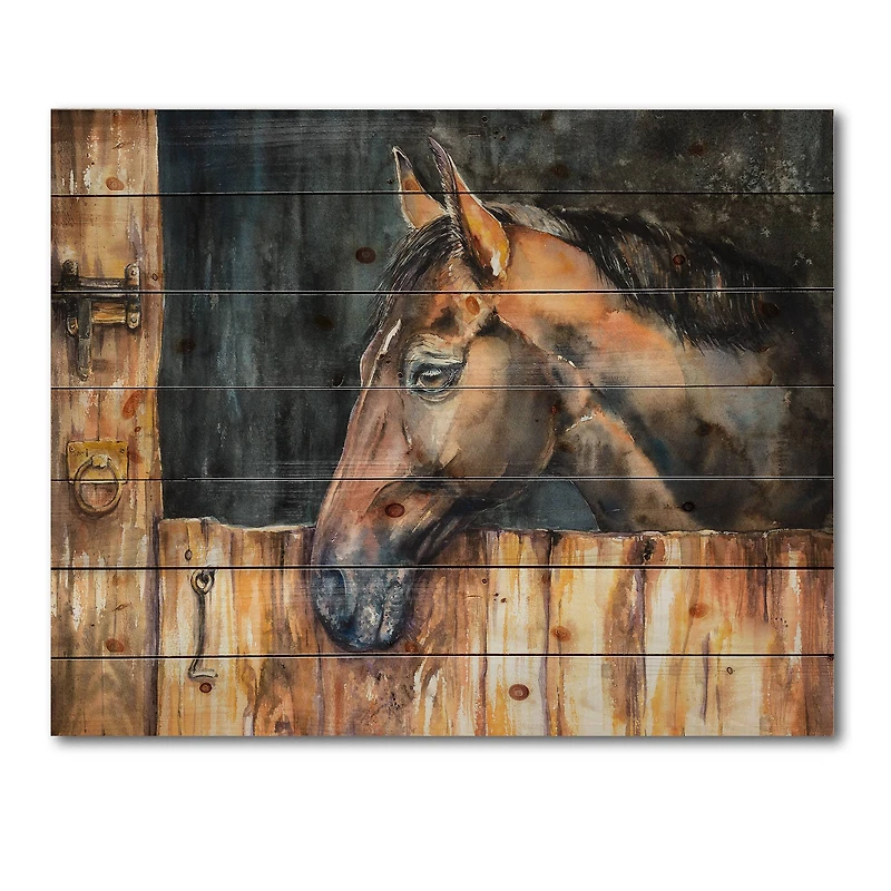 Designart - The Head of A Horse In Stable