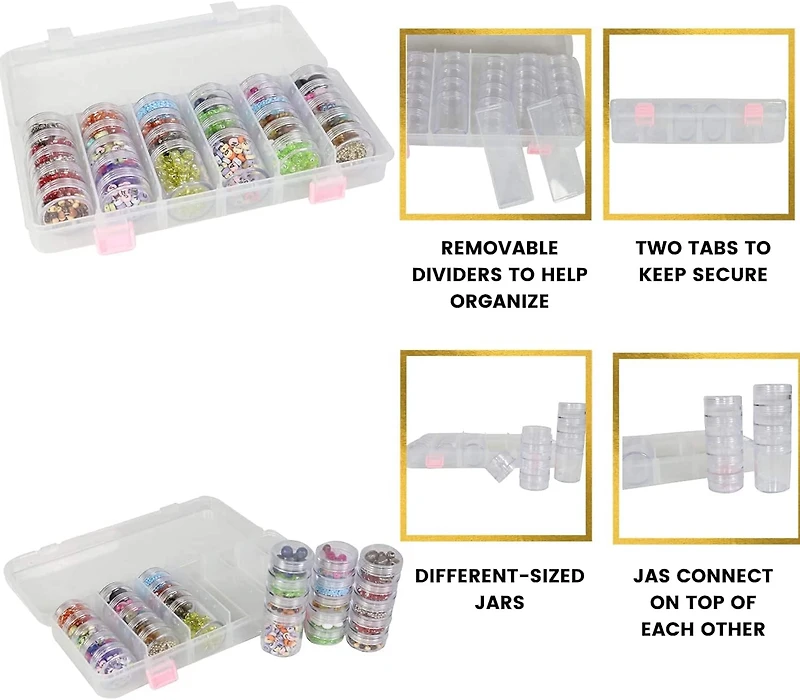 Everything Mary Large Plastic Bead Storage Box with Jars