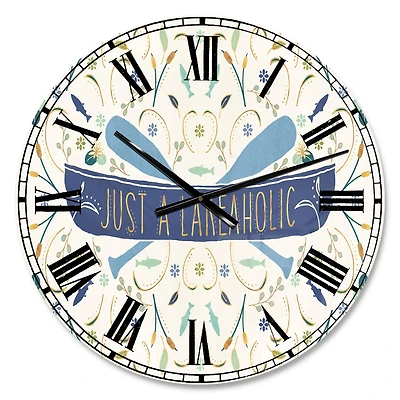 Designart 'Just A Lakeaholic Lake House Wall Clock