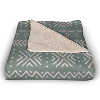 Sage Mudcloth 50" x 60" Sherpa Fleece Blanket
