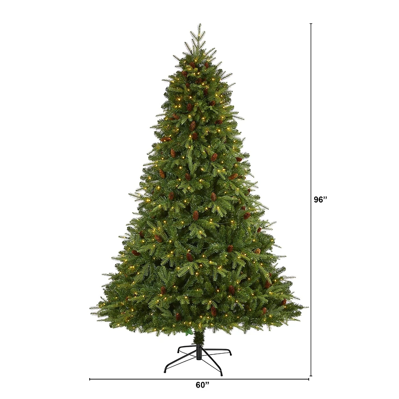 8ft. Pre-Lit Wellington Spruce Artificial Christmas Tree, Clear LED Lights