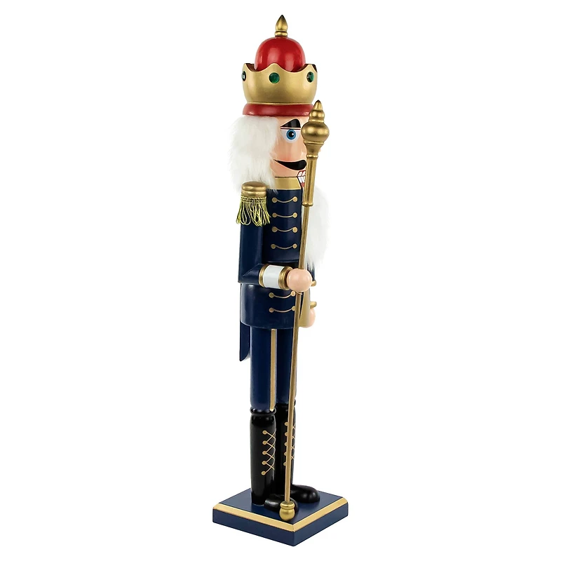 24" Blue and Gold Christmas Nutcracker King with Scepter