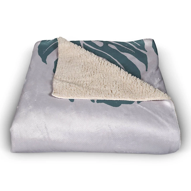 Three Leaf Monstera 50" x 60" Coral Fleece Blanket