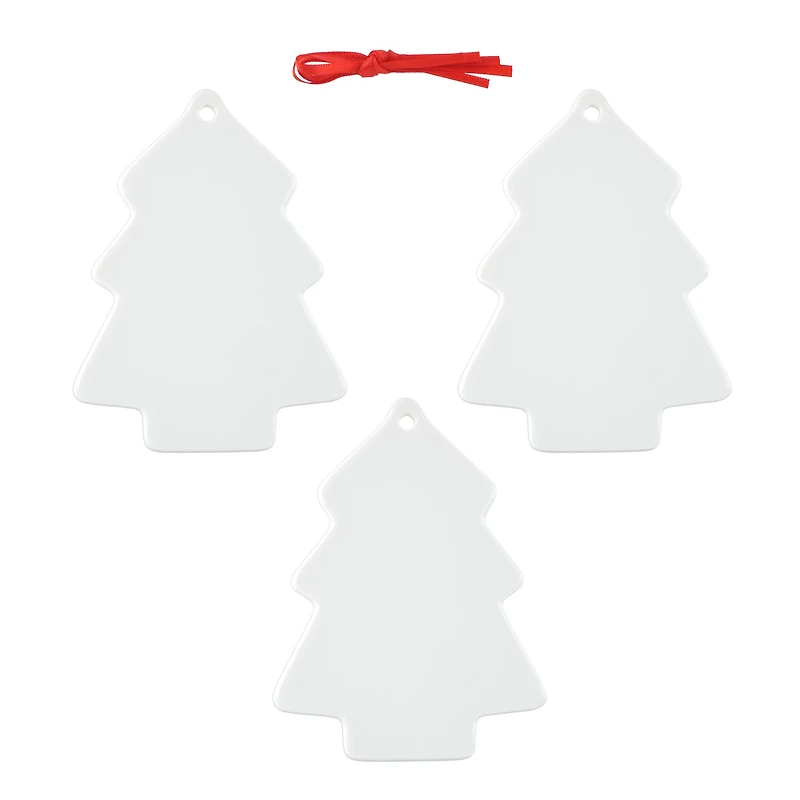 4" Tree Ceramic Sublimation Ornaments, 3ct. by Make Market®
