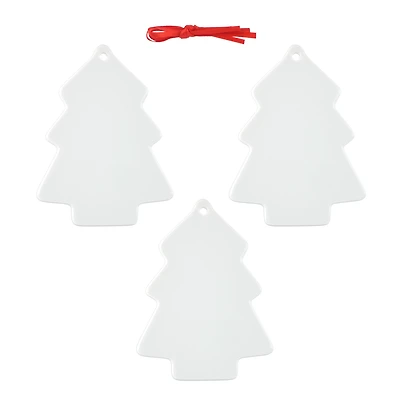 4" Tree Ceramic Sublimation Ornaments, 3ct. by Make Market®