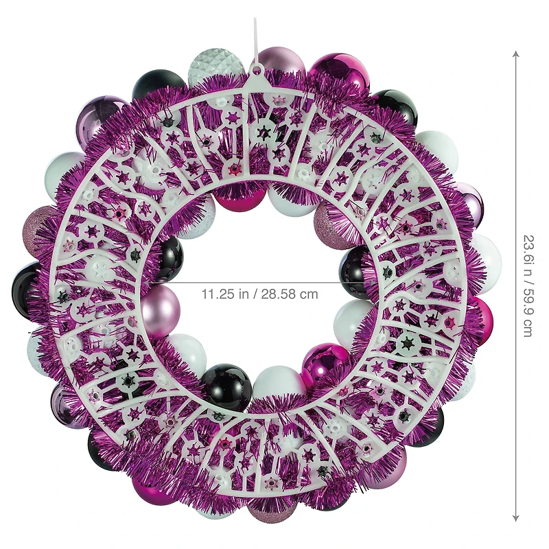 23.5" Pink & Purple Skull & Ornament Wreath by Ashland®