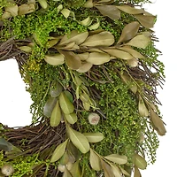 10" Mixed Foliage & Willow Bud Wreath