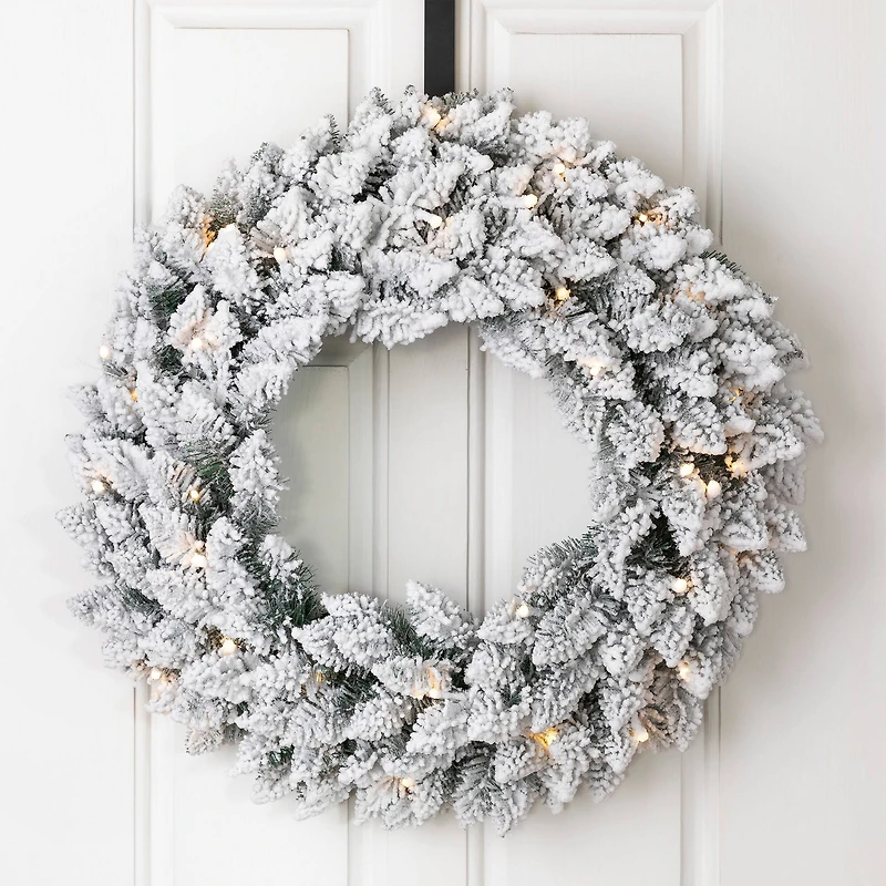 Glitzhome® 24" LED Snow Flocked Christmas Wreath