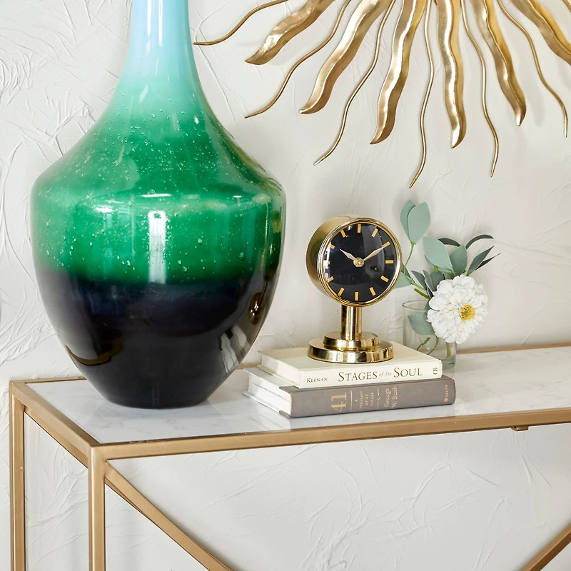 Gold Modern Abstract Clock, 4" x 4" x 7"