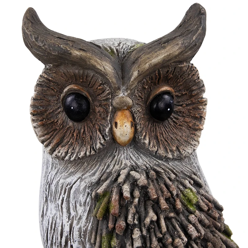 17.75" Perched Owl Outdoor Garden Statue