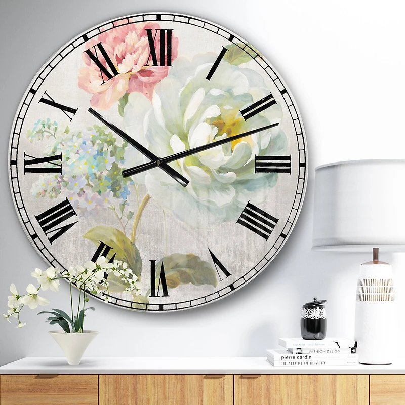Designart Country Flower Bouquet Cabin Wall Clock