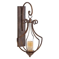 Bronze Iron Rustic Candle Wall Sconce, 25" x 13" x 12"