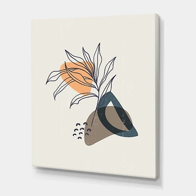 Designart - Vintage Plant With Minimalist Shapes I