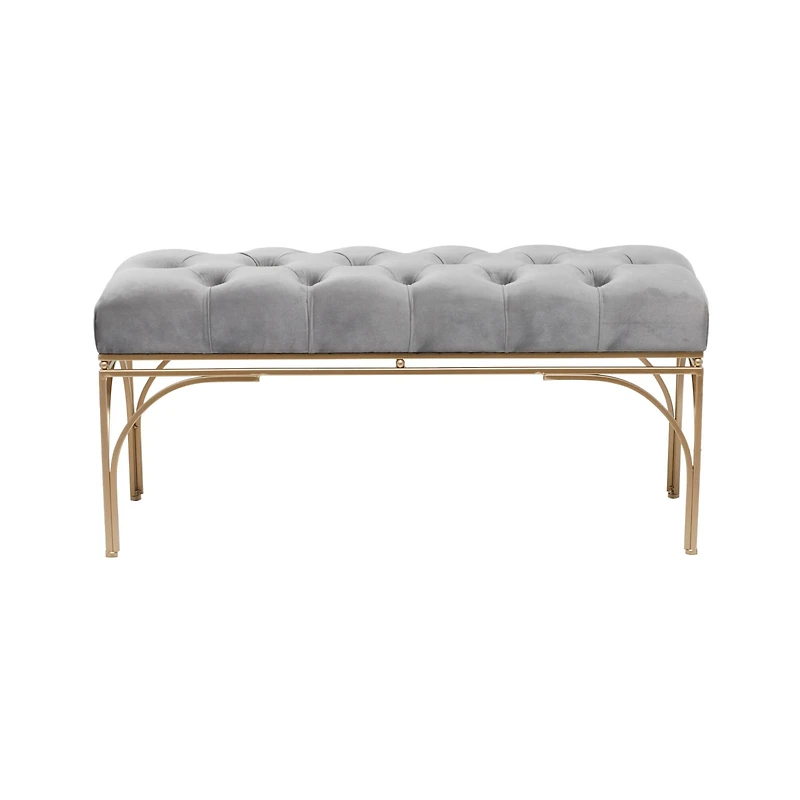Grey Metal Glam Bench, 19" x 39" x 17"
