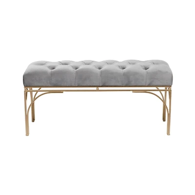 Grey Metal Glam Bench, 19" x 39" x 17"