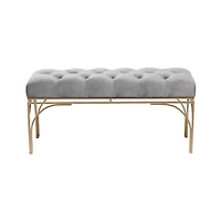 Grey Metal Glam Bench, 19" x 39" x 17"