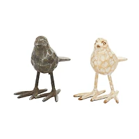 Set of 2 Gold Metal Farmhouse Bird Sculpture, 5" x 6"