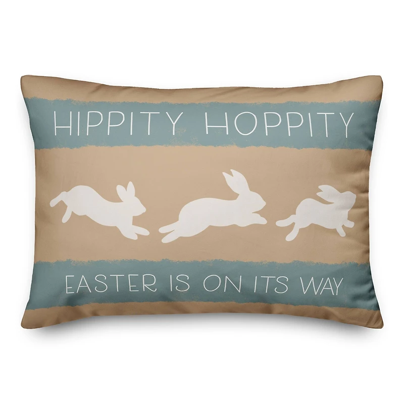 Hippity Hoppity Bunnies Tan 14" x 20" Indoor / Outdoor Pillow