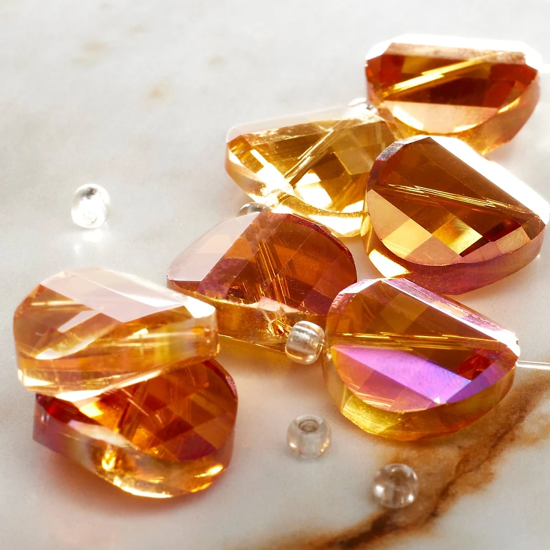 Amber Glass Faceted Round Beads, 18mm by Bead Landing™