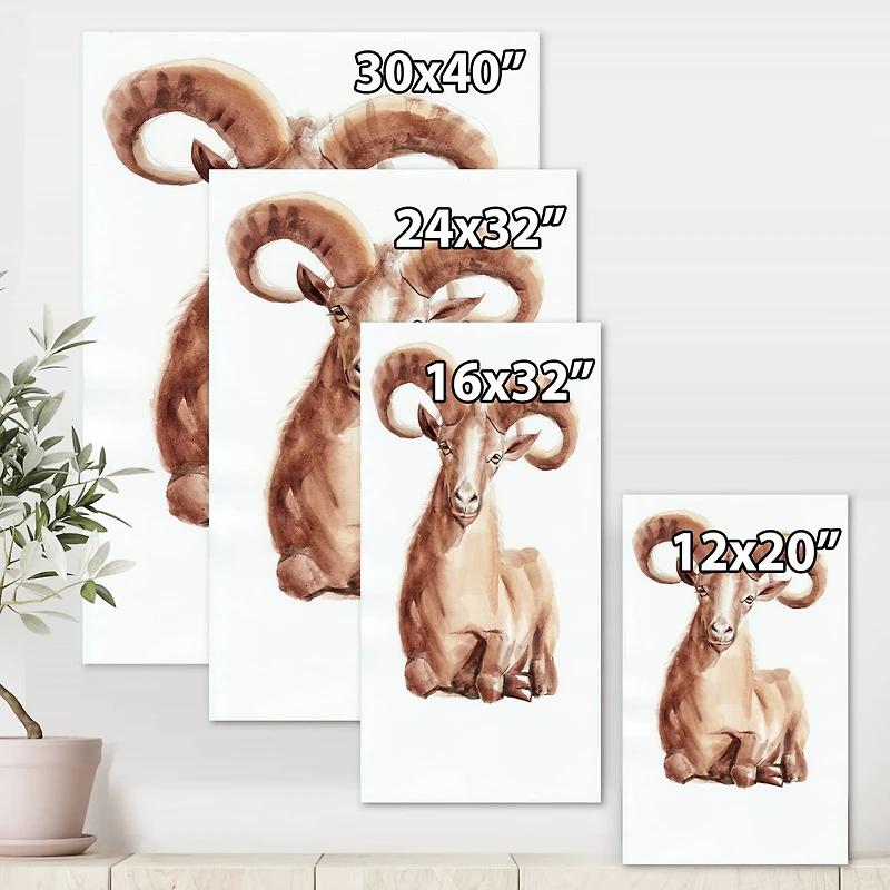 Designart - Portrait of Wild Ram With Mighty Horns II