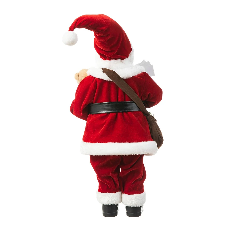 Glitzhome® 18" Faux Fur Christmas Mail Santa Figurine