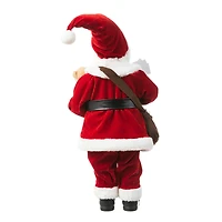 Glitzhome® 18" Faux Fur Christmas Mail Santa Figurine