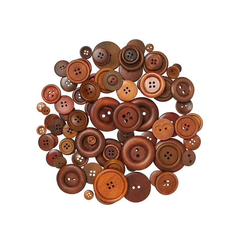 Brown Wooden Buttons By Loops & Threads®