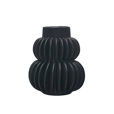 Hello Honey® Bloomingville 5.5" Black Modern Pleated Stoneware Vase