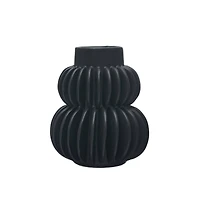 Hello Honey® Bloomingville 5.5" Black Modern Pleated Stoneware Vase