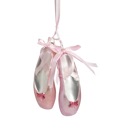 4.5" Pink Ballet Slippers Glass Christmas Ornament
