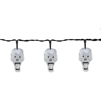 10ct. White Skull LED Halloween String Lights