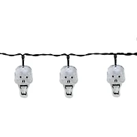 10ct. White Skull LED Halloween String Lights