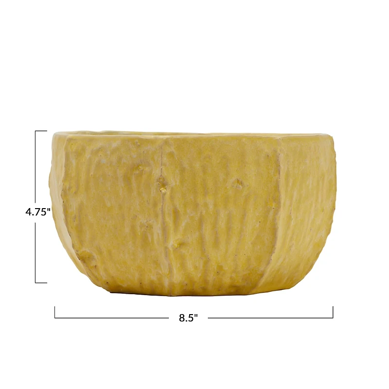 Hello Honey® 9" Yellow Stoneware Planter with Organically Shaped Detail