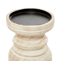 Brown Wood Natural Candle Holder Set