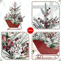 Glitzhome® 21" Christmas Red Sleigh Frosted Floral Centerpiece