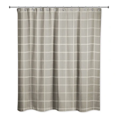 Taupe and White Check Shower Curtain