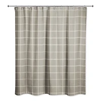 Taupe and White Check Shower Curtain