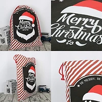 Personality Case™ 19" x 26" Striped Merry Christmas Cotton Drawstring Bag