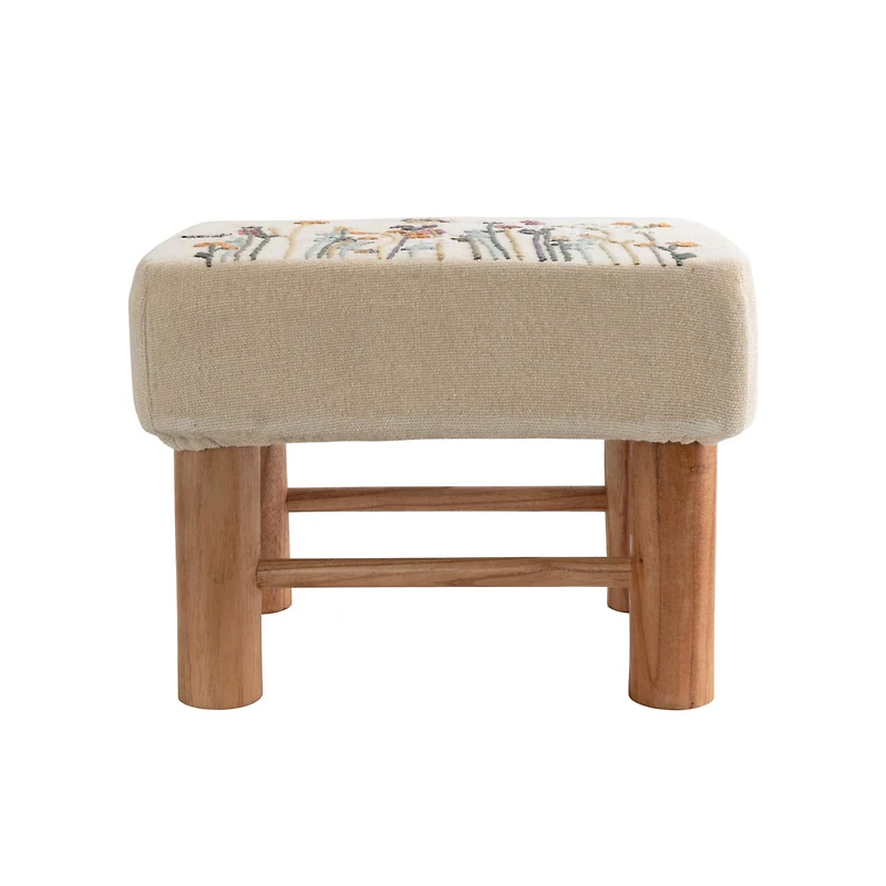 Hello Honey® 16" Floral Embroidered Cotton Upholstered Stool