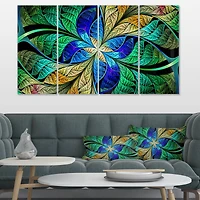 Designart - Blue Green Fractal Flower Petals