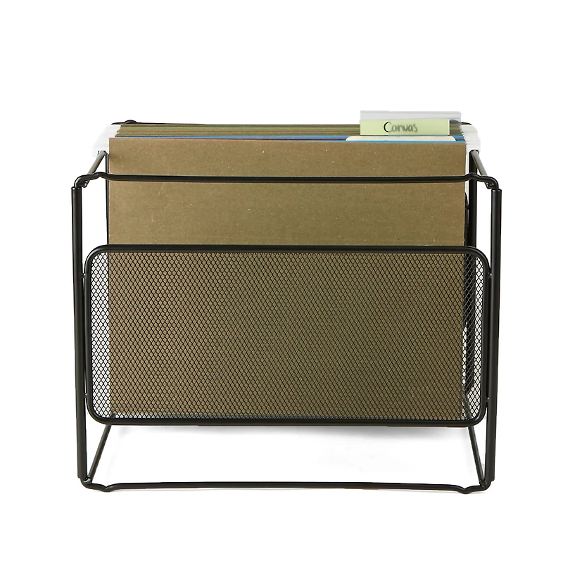 Mind Reader Black Desktop File Organizer Box