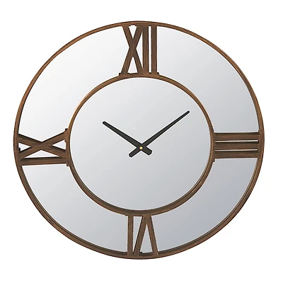 Hello Honey® 23.5'' Metal Wall Clock Mirror with Antiqued Bronze Finish Trim