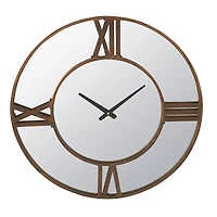 Hello Honey® 23.5'' Metal Wall Clock Mirror with Antiqued Bronze Finish Trim